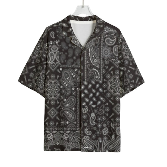 MEN'S BLACK BANDANA HAWAIIAN SHIRT