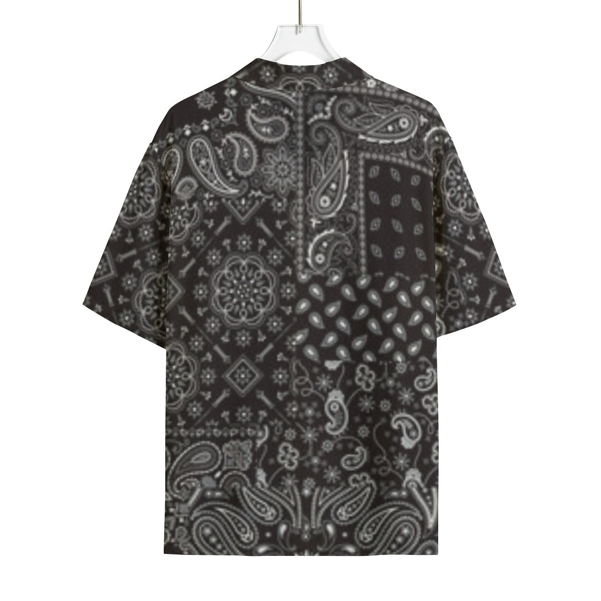 MEN'S BLACK BANDANA HAWAIIAN SHIRT