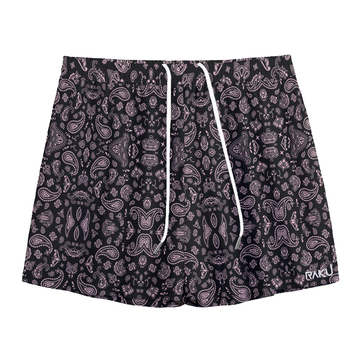 MEN BLACK AND PINK BANDANA SHORTS